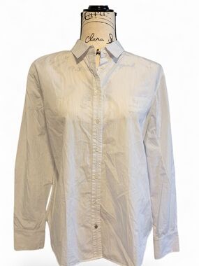 Massimo Dutti White Shirt with Light Blue Pinstripes
